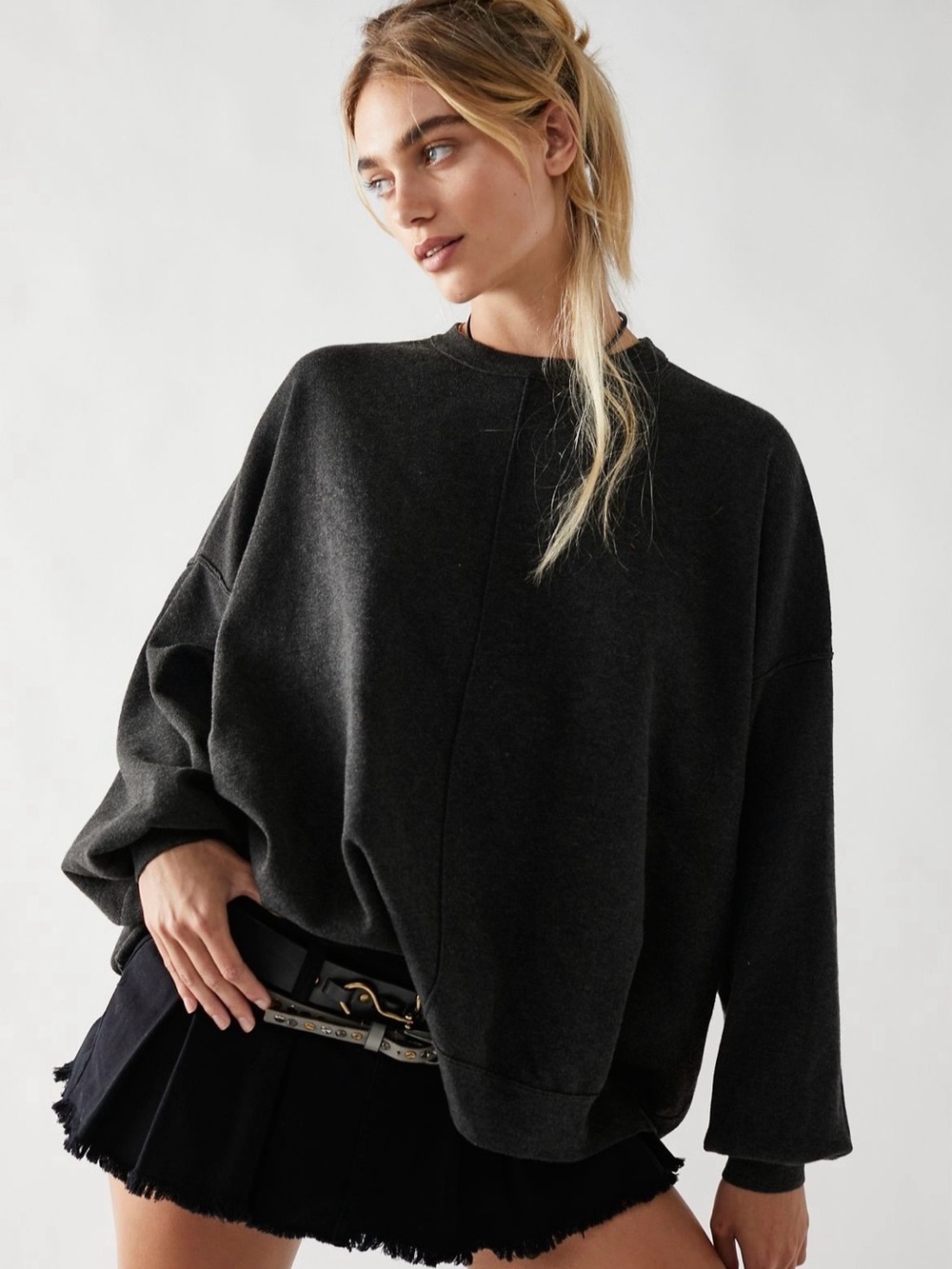🖤 Free People Uptown Pullover Sweater – Carbon Copy – Small